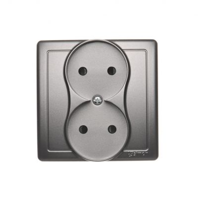Simon Basic Gniazdo wtyczkowe bez uziemienia podwójne monoblok z przesłonami torów prądowych 16A 250V zaciski śrubowe stal inox *Kompletne - nie do ramek BMG2Z/21 BMG2z/21 KONTAKT (BMG2z/21)