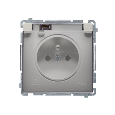 Simon Basic Gniazdo wtyczkowe z uziemieniem bryzgoszczelne IP44 16A 250V zaciski śrubowe. Klapka transparentna satynowy BMGZ1B.01/29A BMGZ1B.01/29a KONTAKT (BMGZ1B.01/29a)