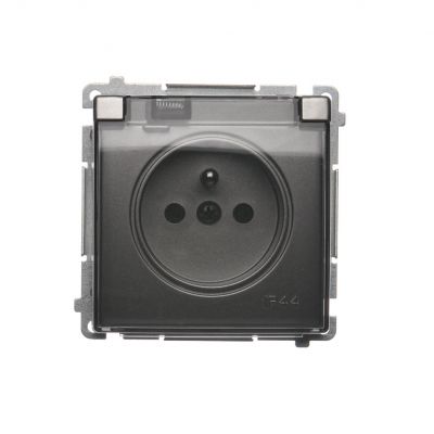 Simon Basic Gniazdo wtyczkowe z uziemieniem bryzgoszczelne IP44 16A 250V zaciski śrubowe. Klapka transparentna satynowy BMGZ1B.01/29A BMGZ1B.01/29a KONTAKT (BMGZ1B.01/29a)