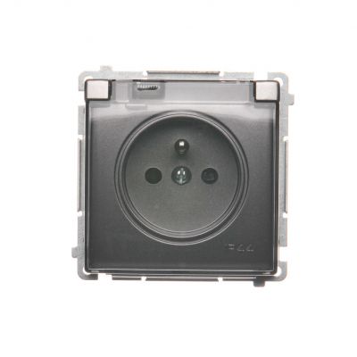Simon Basic Gniazdo wtyczkowe z uziemieniem z przesł. torów prądowych bryzgoszczelne IP44 16A 250V zaciski śrubowe klapka transp. stal inox BMGZ1BZ.01/21A BMGZ1Bz.01/21a KONTAKT (BMGZ1Bz.01/21a)