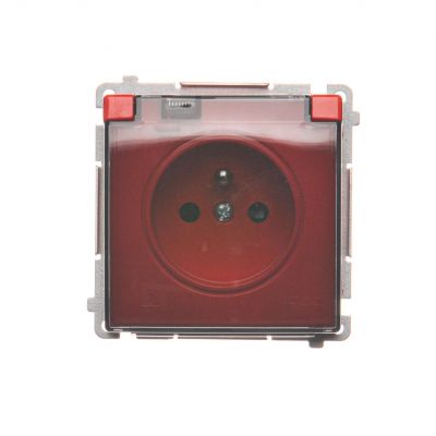 Simon Basic Gniazdo wtyczkowe z uziemieniem z przesł. torów prądowych bryzgoszczelne IP44 16A 250V zaciski śrubowe klapka transp. czerwone BMGZ1BZ.01/22A BMGZ1Bz.01/22a KONTAKT (BMGZ1Bz.01/22a)