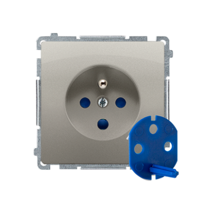 Simon Basic Gniazdo wtyczkowe DATA z uziemieniem i kluczem uprawniającym 16A 250V zaciski śrubowe satynowy BMGD1.01/29 KONTAKT (BMGD1.01/29)