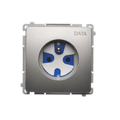 Simon Basic Gniazdo wtyczkowe DATA z uziemieniem i kluczem uprawniającym 16A 250V zaciski śrubowe satynowy BMGD1.01/29 KONTAKT (BMGD1.01/29)