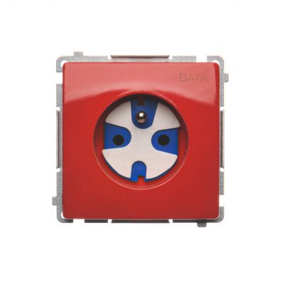 Simon Basic Gniazdo wtyczkowe DATA z uziemieniem i kluczem uprawniającym 16A 250V zaciski śrubowe czerwone BMGD1.01/22 KONTAKT (BMGD1.01/22)