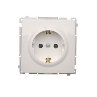 Simon Basic Gniazdo wtyczkowe z uziemieniem Schuko z przesłonami torów prądowych16A 250V zaciski śrubowe biały BMGSZ1Z.01/11 BMGSz1z.01/11 KONTAKT (BMGSz1z.01/11)