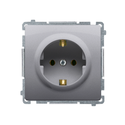 Simon Basic Gniazdo wtyczkowe z uziemieniem Schuko z przesłonami torów prądowych16A 250V zaciski śrubowe stal inox BMGSZ1Z.01/21 BMGSz1z.01/21 KONTAKT (BMGSz1z.01/21)