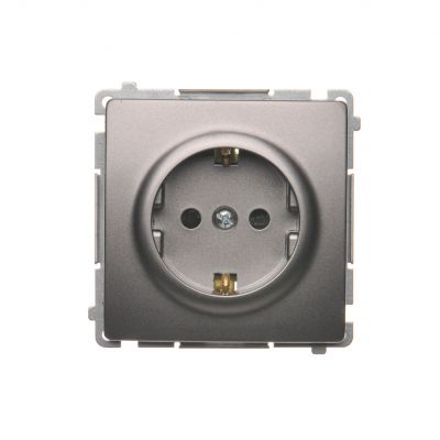 Simon Basic Gniazdo wtyczkowe z uziemieniem Schuko z przesłonami torów prądowych16A 250V zaciski śrubowe stal inox BMGSZ1Z.01/21 BMGSz1z.01/21 KONTAKT (BMGSz1z.01/21)