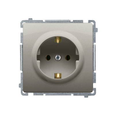 Simon Basic Gniazdo wtyczkowe z uziemieniem Schuko z przesłonami torów prądowych16A 250V zaciski śrubowe satynowy BMGSZ1Z.01/29 BMGSz1z.01/29 KONTAKT (BMGSz1z.01/29)