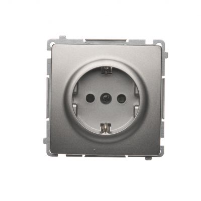 Simon Basic Gniazdo wtyczkowe z uziemieniem Schuko z przesłonami torów prądowych16A 250V zaciski śrubowe satynowy BMGSZ1Z.01/29 BMGSz1z.01/29 KONTAKT (BMGSz1z.01/29)
