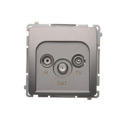 Simon Basic Gniazdo antenowe R-TV-SAT przelotowe 1x wejście: 5 MHz–24 GHz stal inox BMZAR-SAT10/P.01/21 KONTAKT (BMZAR-SAT10/P.01/21)