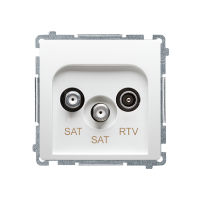 Simon Basic Gniazdo antenowe satelitarne podwójne końcowe SAT-SAT-RTV . 2xwejście: SAT: 5–2400 MHz RTV: 5–862 MHz biały BMZAR+SAT3.1-P2.01/11 KONTAKT (BMZAR+SAT3.1-P2.01/11)