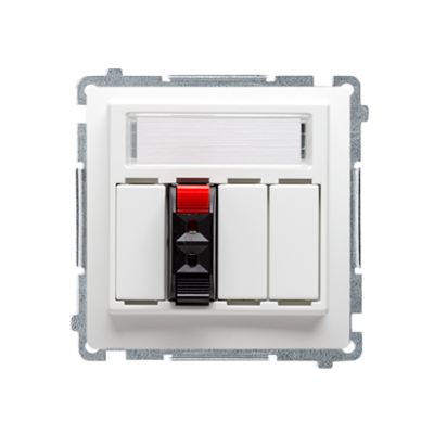 Simon Basic Gniazdo głośnikowe 1-krotne z polem opisowym . Przekrój przew. dla wejścia i wyjścia 25 mm2. Mocowanie na łapki i wkręty biały BMGL31.01/11 KONTAKT (BMGL31.01/11)