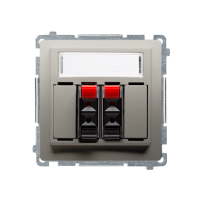 Simon Basic Gniazdo głośnikowe 2-krotne z polem opisowym . Przekrój przew.dla wejścia i wyjścia 25 mm2. Mocowanie na łapki i wkręty satynowy BMGL3.01/29 KONTAKT (BMGL3.01/29)