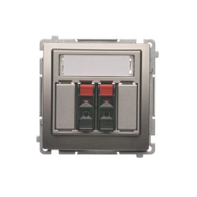 Simon Basic Gniazdo głośnikowe 2-krotne z polem opisowym . Przekrój przew.dla wejścia i wyjścia 25 mm2. Mocowanie na łapki i wkręty satynowy BMGL3.01/29 KONTAKT (BMGL3.01/29)