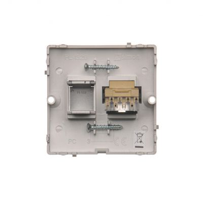 Simon Basic Gniazdo telefoniczne RJ11 . Montaż gniazda na wkręty do puszki stal inox BMTF1.02/21 KONTAKT (BMTF1.02/21)