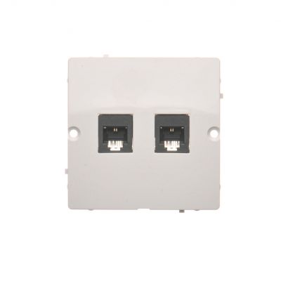 Simon Basic Gniazdo telefoniczne RJ11 podwójne . Montaż gniazda na wkręty do puszki biały BMTF2.02/11 KONTAKT (BMTF2.02/11)