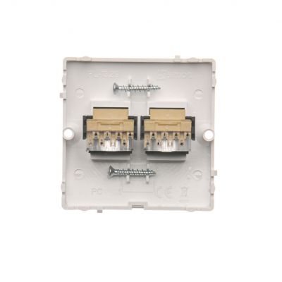 Simon Basic Gniazdo telefoniczne RJ11 podwójne . Montaż gniazda na wkręty do puszki biały BMTF2.02/11 KONTAKT (BMTF2.02/11)