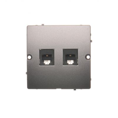 Simon Basic Gniazdo telefoniczne RJ11 podwójne . Montaż gniazda na wkręty do puszki stal inox BMTF2.02/21 KONTAKT (BMTF2.02/21)