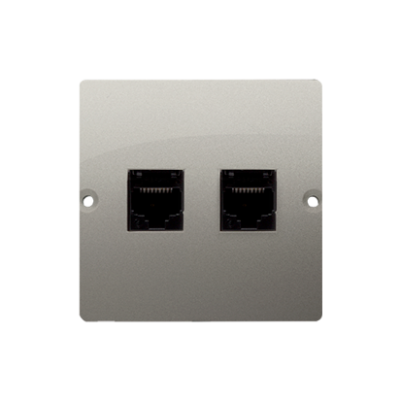 Simon Basic Gniazdo telefoniczne RJ11 podwójne . Montaż gniazda na wkręty do puszki satynowy BMTF2.02/29 KONTAKT (BMTF2.02/29)