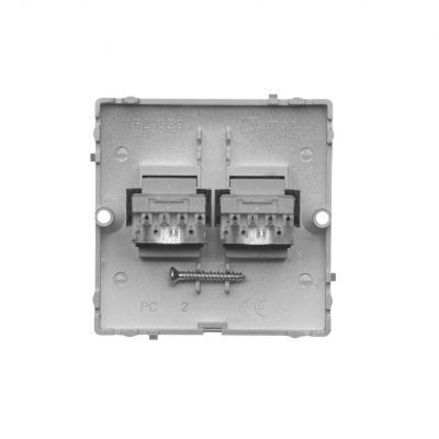 Simon Basic Gniazdo telefoniczne RJ11 podwójne . Montaż gniazda na wkręty do puszki satynowy BMTF2.02/29 KONTAKT (BMTF2.02/29)