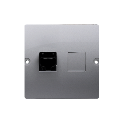 Simon Basic Gniazdo telefoniczne RJ12 . Montaż gniazda na wkręty do puszki stal inox BMT1.02/21 KONTAKT (BMT1.02/21)