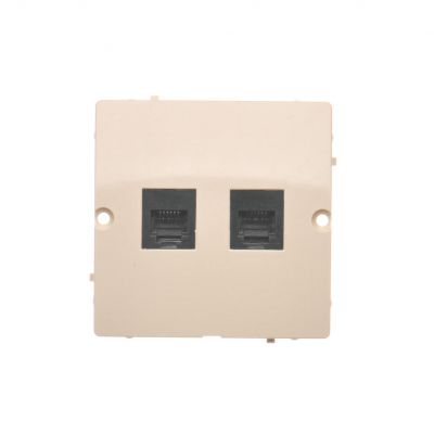 Simon Basic Gniazdo telefoniczne RJ12 podwójne . Montaż gniazda na wkręty do puszki beż BMT2.02/12 KONTAKT (BMT2.02/12)
