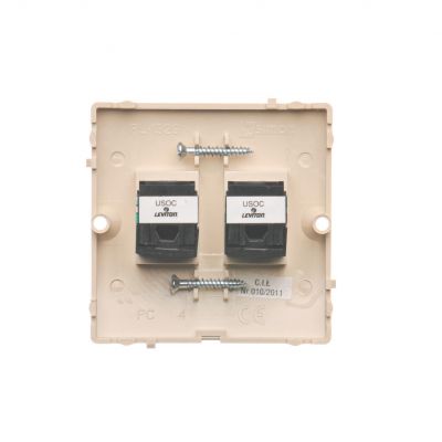 Simon Basic Gniazdo telefoniczne RJ12 podwójne . Montaż gniazda na wkręty do puszki beż BMT2.02/12 KONTAKT (BMT2.02/12)