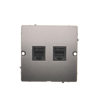 Simon Basic Gniazdo telefoniczne RJ12 podwójne . Montaż gniazda na wkręty do puszki stal inox BMT2.02/21 KONTAKT (BMT2.02/21)