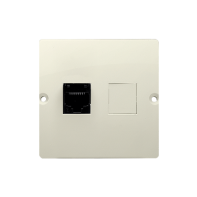 Simon Basic Gniazdo komputerowe RJ45 pojedyncze kategoria 5e . Montaż gniazda na wkręty do puszki beż BMF51.02/12 KONTAKT (BMF51.02/12)