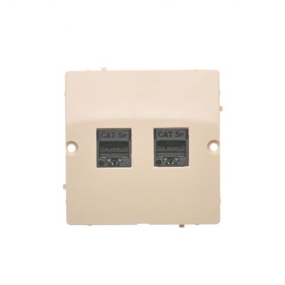 Simon Basic Gniazdo komputerowe RJ45 podwójne kategoria 5e . Montaż gniazda na wkręty do puszki beż BMF52.02/12 KONTAKT (BMF52.02/12)