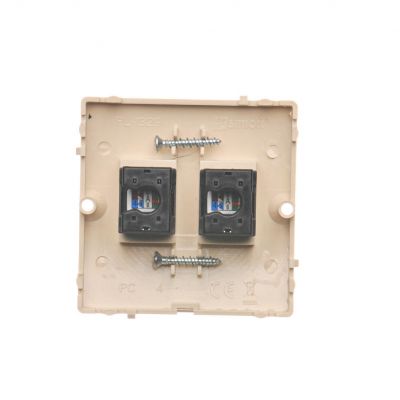 Simon Basic Gniazdo komputerowe RJ45 podwójne kategoria 5e . Montaż gniazda na wkręty do puszki beż BMF52.02/12 KONTAKT (BMF52.02/12)