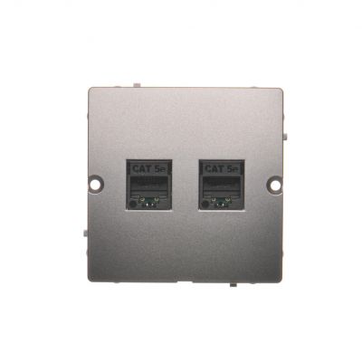 Simon Basic Gniazdo komputerowe RJ45 podwójne kategoria 5e . Montaż gniazda na wkręty do puszki stal inox BMF52.02/21 KONTAKT (BMF52.02/21)