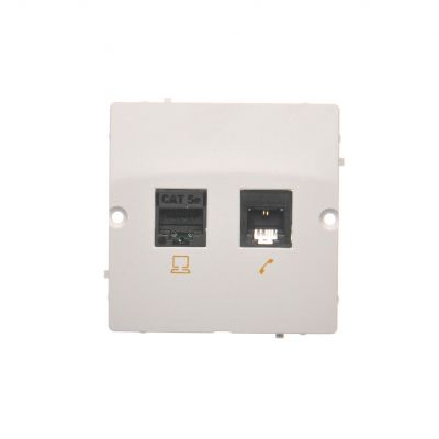 Simon Basic Gniazdo komputerowe RJ45 kat.5e + telefoniczne RJ11 . Montaż gniazda na wkręty do puszki biały BMF5T.02/11 KONTAKT (BMF5T.02/11)