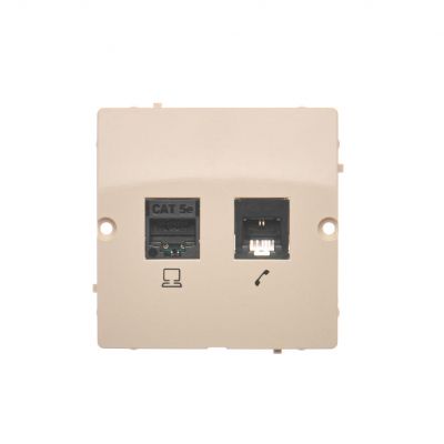 Simon Basic Gniazdo komputerowe RJ45 kat.5e + telefoniczne RJ11 . Montaż gniazda na wkręty do puszki beż BMF5T.02/12 KONTAKT (BMF5T.02/12)