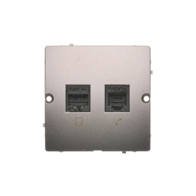 Simon Basic Gniazdo komputerowe RJ45 kat.5e + telefoniczne RJ11 . Montaż gniazda na wkręty do puszki stal inox BMF5T.02/21 KONTAKT (BMF5T.02/21)