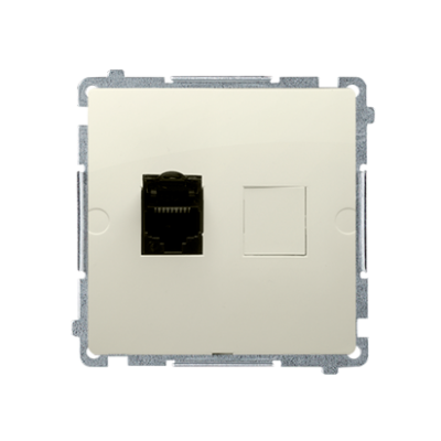 Simon Basic Gniazdo komputerowe RJ45 kategoria 6 pojedyncze z przesłoną przeciwkurzową . Montaż na łapki lub wkręty beż BM61.01/12 KONTAKT (BM61.01/12)