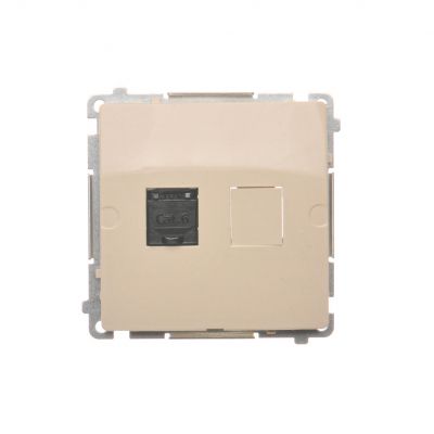 Simon Basic Gniazdo komputerowe RJ45 kategoria 6 pojedyncze z przesłoną przeciwkurzową . Montaż na łapki lub wkręty beż BM61.01/12 KONTAKT (BM61.01/12)