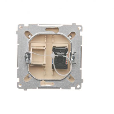Simon Basic Gniazdo komputerowe RJ45 kategoria 6 pojedyncze z przesłoną przeciwkurzową . Montaż na łapki lub wkręty beż BM61.01/12 KONTAKT (BM61.01/12)
