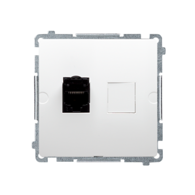 Simon Basic Gniazdo komputerowe RJ45 kategoria 6 pojedyncze ekranowane z przesłoną przeciwkurzową . Montaż na łapki lub wkręty biały BM61E.01/11 KONTAKT (BM61E.01/11)