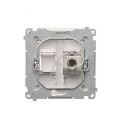 Simon Basic Gniazdo komputerowe RJ45 kategoria 6 pojedyncze ekranowane z przesłoną przeciwkurzową . Montaż na łapki lub wkręty biały BM61E.01/11 KONTAKT (BM61E.01/11)