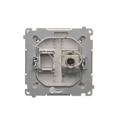 Simon Basic Gniazdo komputerowe RJ45 kategoria 6 pojedyncze ekranowane z przesłoną przeciwkurzową . Montaż na łapki lub wkręty stal inox BM61E.01/21 KONTAKT (BM61E.01/21)