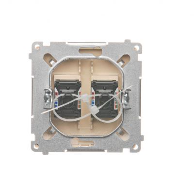 Simon Basic Gniazdo komputerowe RJ45 kategoria 6 podwójne z przesłoną przeciwkurzową . Montaż na łapki lub wkręty beż BM62.01/12 KONTAKT (BM62.01/12)
