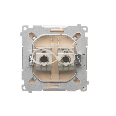 Simon Basic Gniazdo komputerowe RJ45 kategoria 6 podwójne ekranowane z przesłoną przeciwkurzową . Montaż na łapki lub wkręty beż BM62E.01/12 KONTAKT (BM62E.01/12)