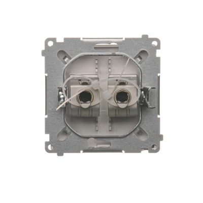 Simon Basic Gniazdo komputerowe RJ45 kategoria 6 podwójne ekranowane z przesłoną przeciwkurzową . Montaż na łapki lub wkręty stal inox BM62E.01/21 KONTAKT (BM62E.01/21)