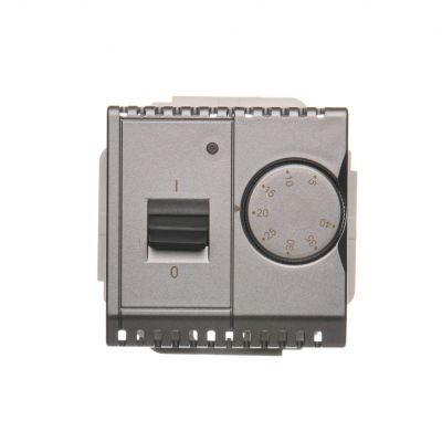 Simon Basic Regulator temperatury z czujnikiem wewnętrznym 16A 230V. Montaż gniazda na wkręty do puszki stal inox BMRT10W.02/21 BMRT10w.02/21 KONTAKT (BMRT10w.02/21)