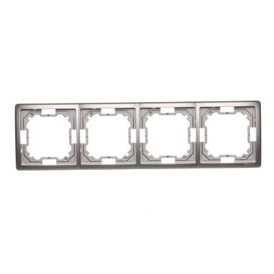 Simon Basic Standard Ramka 4-krotna – uniwersalna poziom i pion stal inox BMR4/21 KONTAKT (BMR4/21)