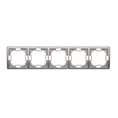 Simon Basic Standard Ramka 5-krotna – uniwersalna poziom i pion stal inox BMR5/21 KONTAKT (BMR5/21)