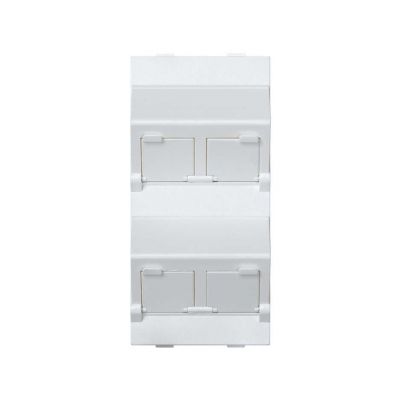 Simon Connect Płytka CIMA 4x RJ z osłonami skośna do adapterów MD czysta biel S80C/9 KONTAKT (S80C/9)