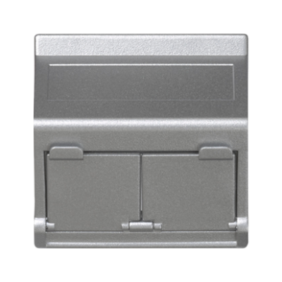 Simon Connect Płytka K45 2x RJ z osłoną skośna do adapterów MD aluminium KB80/8 KONTAKT (KB80/8)