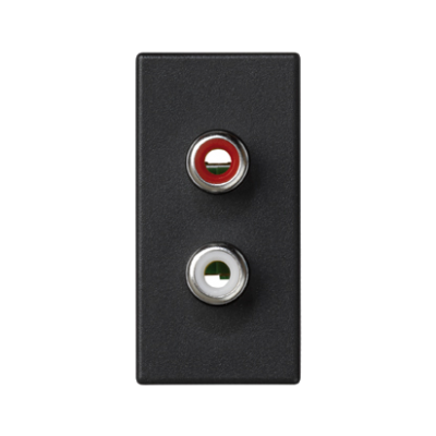Simon Connect Płytka K45/2 złącz 2x RCA (CINCH) 225x45mm + wkłady zaciski śrubowe szary grafit K101B/14 KONTAKT (K101B/14)